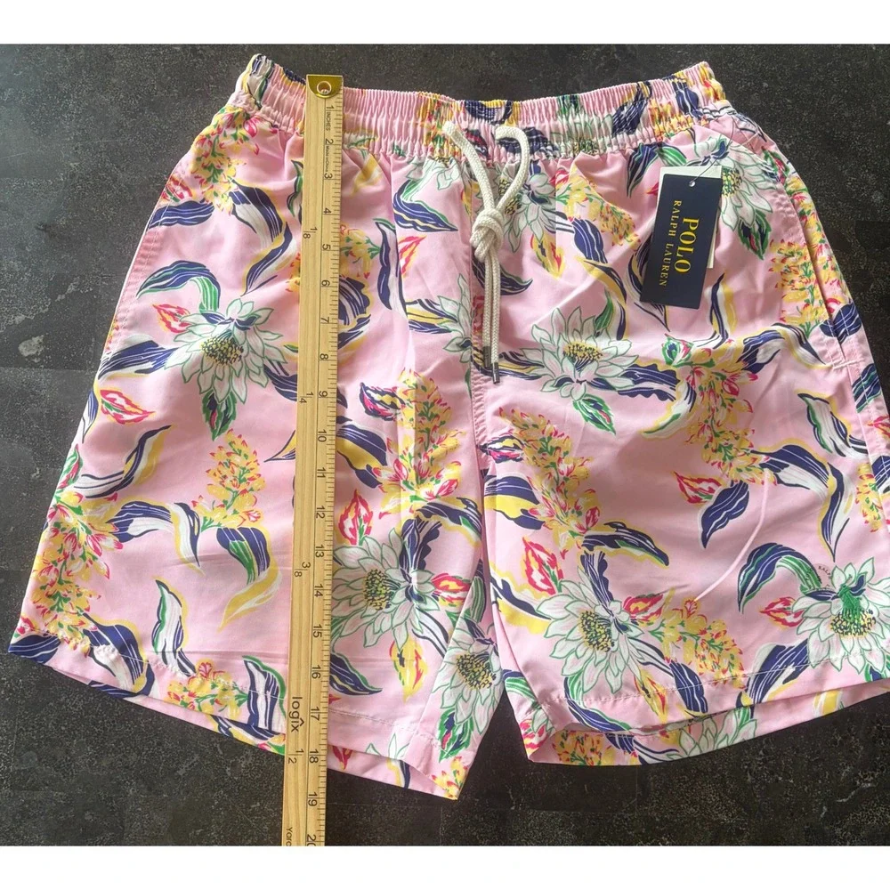 Polo Ralph Lauren Floral Aloha Men S Swimsuit Swim Short Tropical Print Pink New